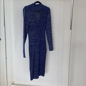Blue long sleeve sparkling dress stretchy material